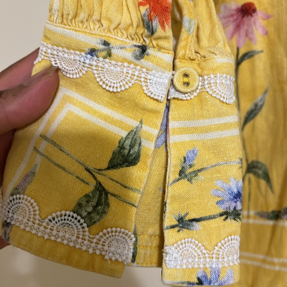 Anthropologie Aureta Aria linen blend Yellow Floral Button-Up Maxi Dress size L - Picture 12 of 13